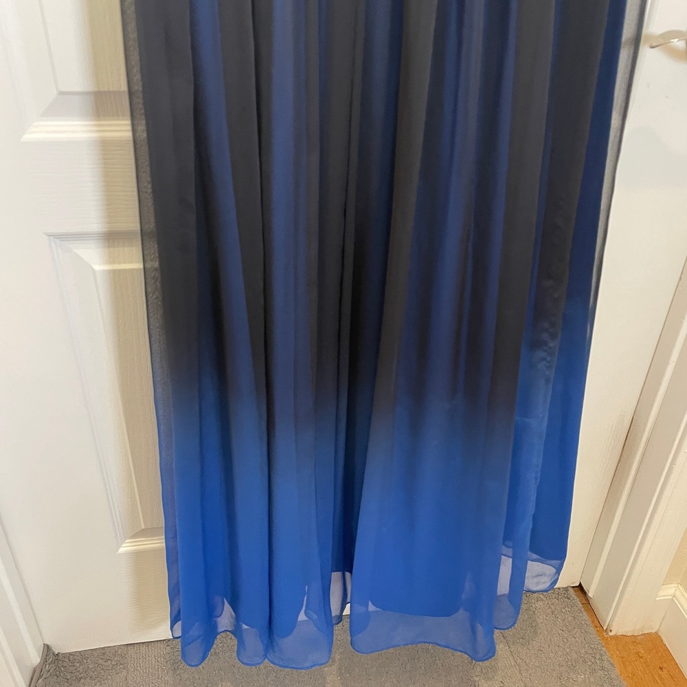 Halston Heritage Evening Gown Black Blue Ombre Pleated Dress Formal NWT Size 8 - Picture 10 of 12